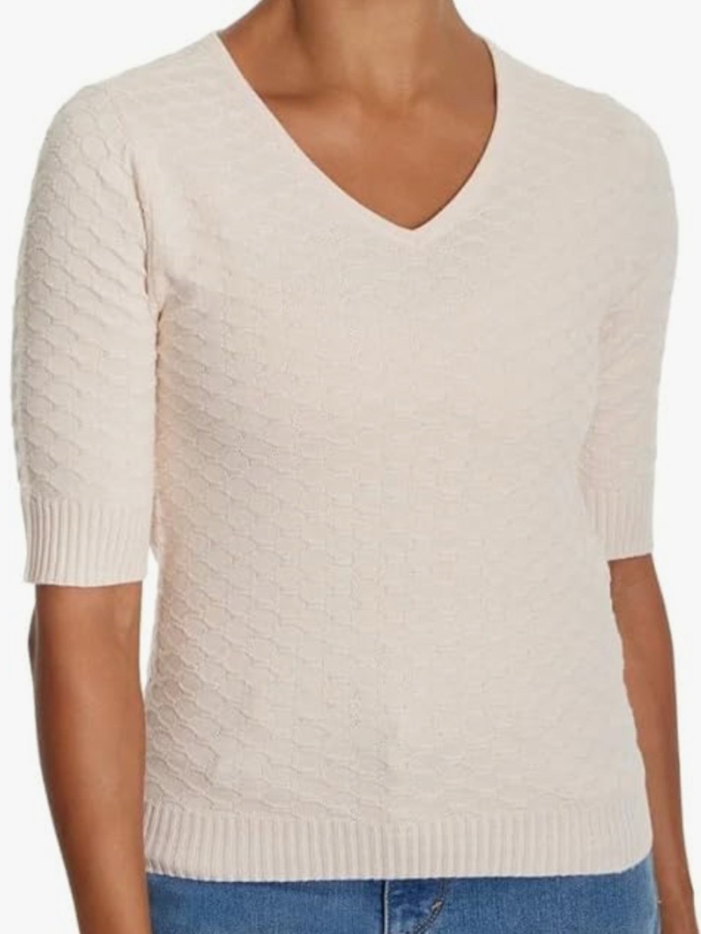 Ella Moss V-Neck Short Sleeve Lightweight Knit Sweater Women’s S Small